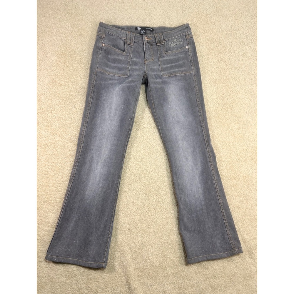 Eckored Womens Jeans Gray Bootcut Flared Glitter All Over Pocket Detail‎ Size 5